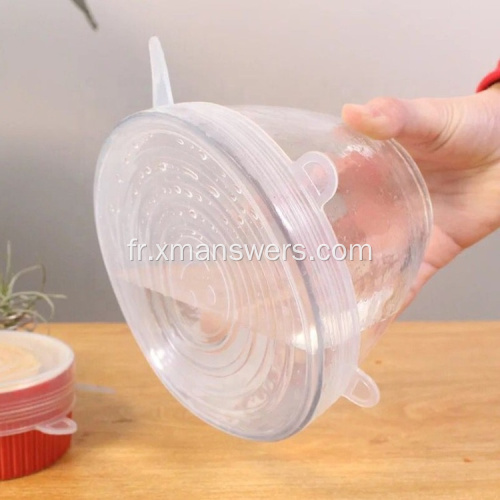 Couvercles extensibles en silicone de qualité alimentaire, transparents